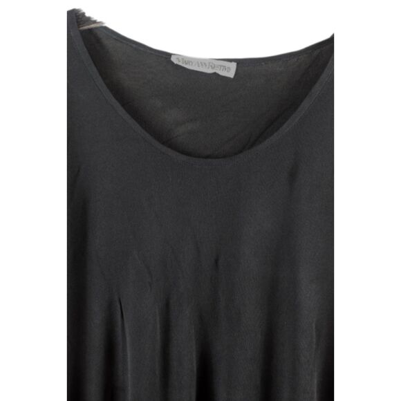 Mary Ann Restivo Black Women's Top Blouse Short Sleeve Pullover Large 048 - Picture 4 of 6